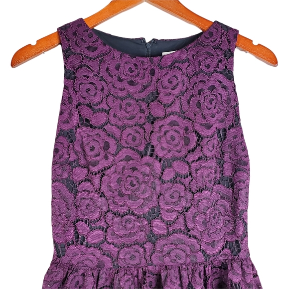 Alice + Olivia Odelia Plum and Black Lace Midi Dress - Picture 7 of 10